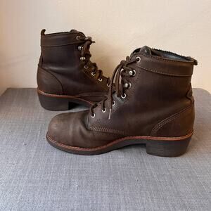WORX by Red Wing Shoes Womens 6.5M Brown Leather Work Boots Safety Steel Toe